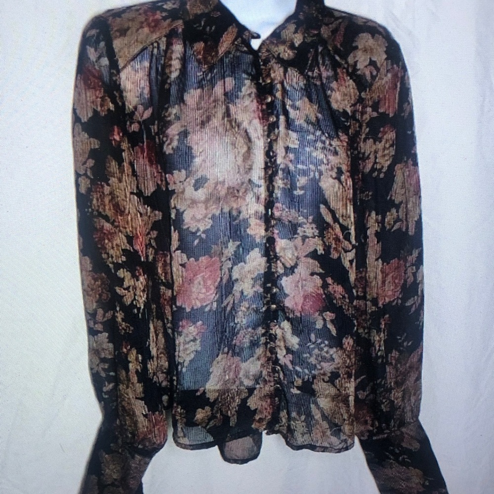 Floral Sheer Black Blouse